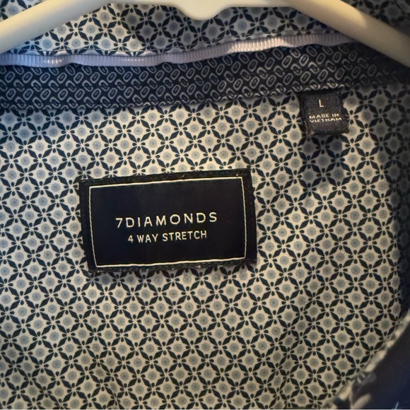 7 Diamonds Men’s Short Sleeve Dress Shirt, Size Large, Blue - Picture 2 of 4